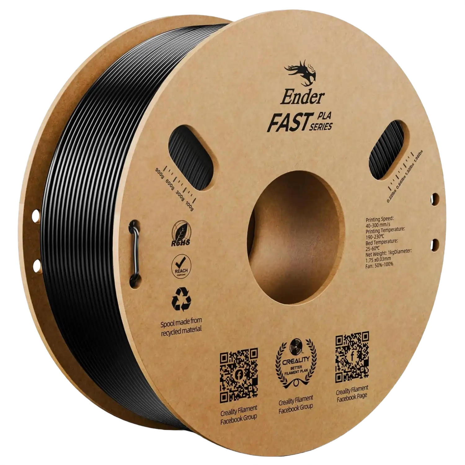 Creality Ender Fast PLA Filament 1kg ‚Äì Black | High-Speed 300mm/s, Ender-Optimized