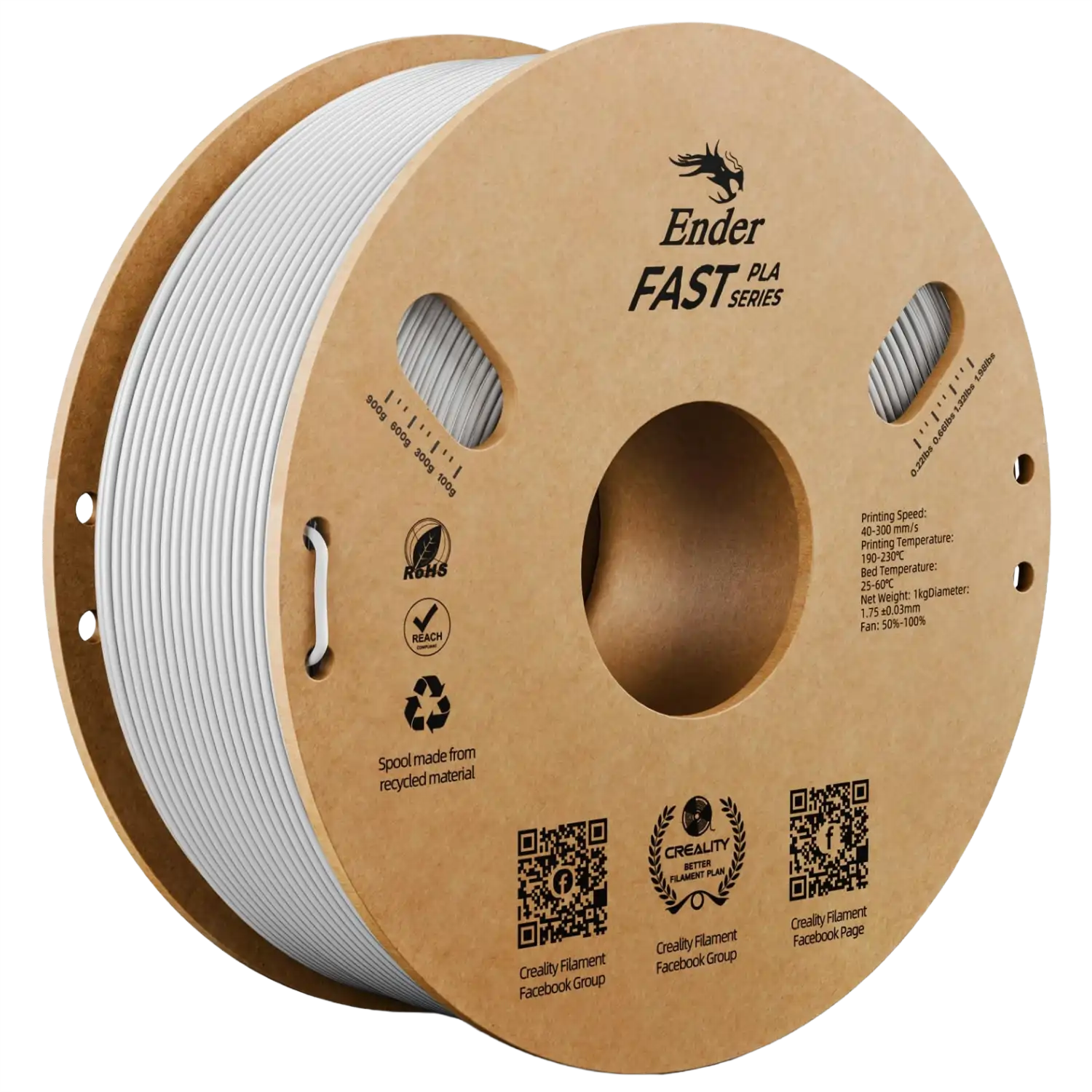 Creality Ender Fast PLA Filament 1kg ‚Äì White | High-Speed 300mm/s, Ender-Optimized