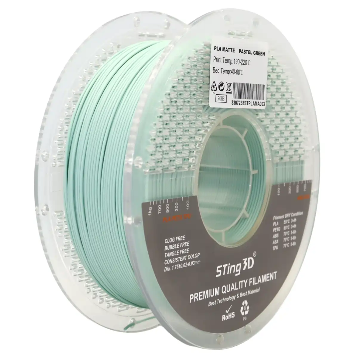 3D Pizza Premium PLA Matte Filament 1kg - Pastel Green