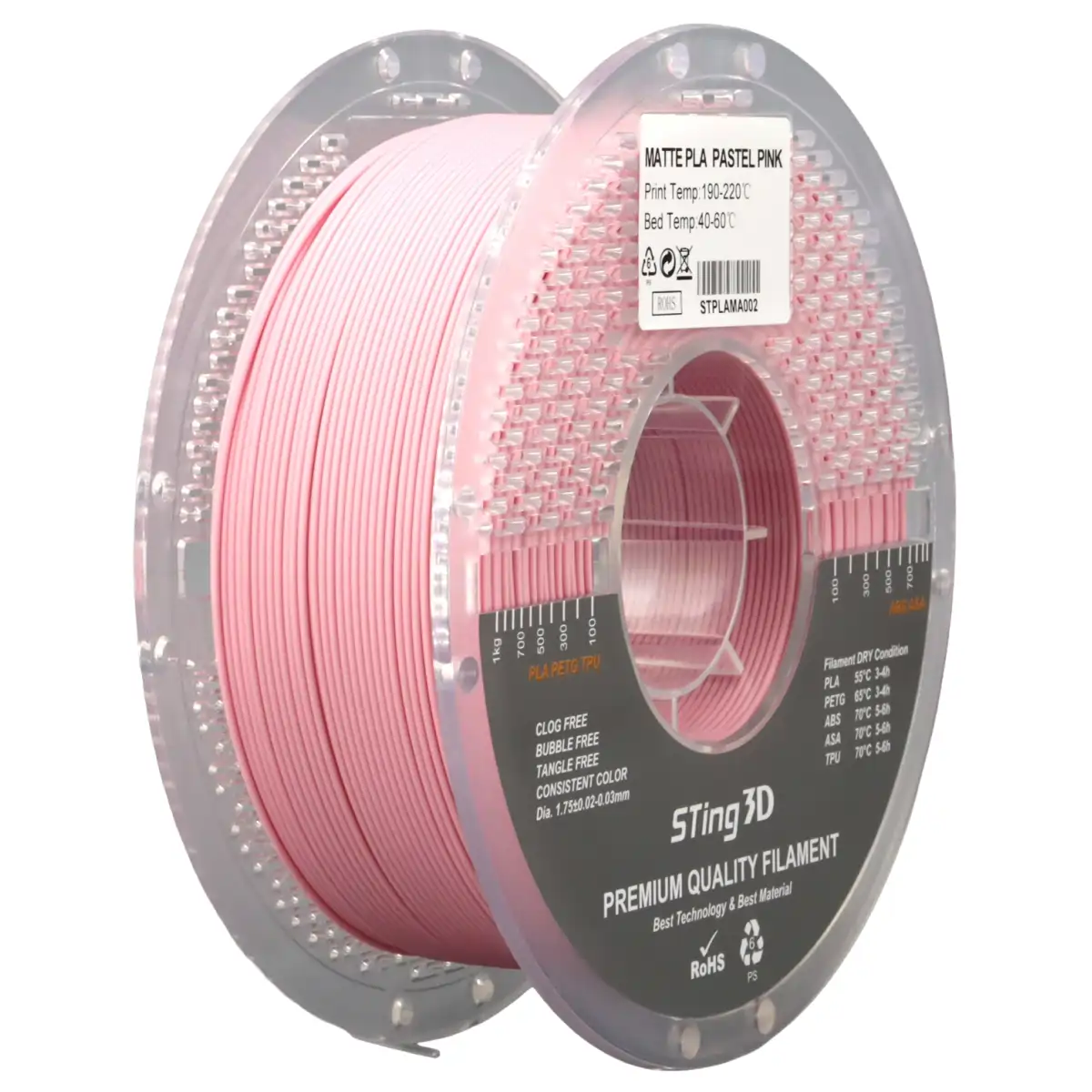 3D Pizza Premium PLA Matte Filament 1kg - Pastel Pink