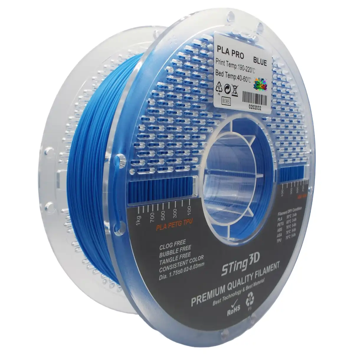 3D Pizza Premium PLA Pro Filament 1kg - Blue