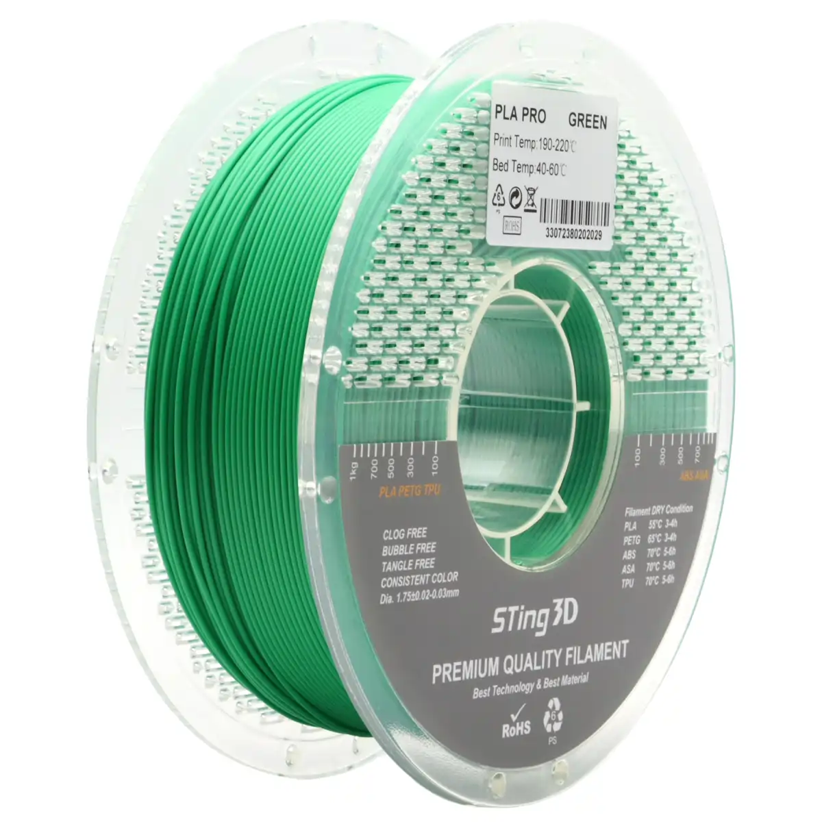 3D Pizza Premium PLA Pro Filament 1kg - Green