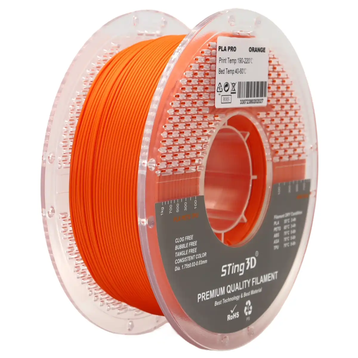 3D Pizza Premium PLA Pro Filament 1kg - Orange