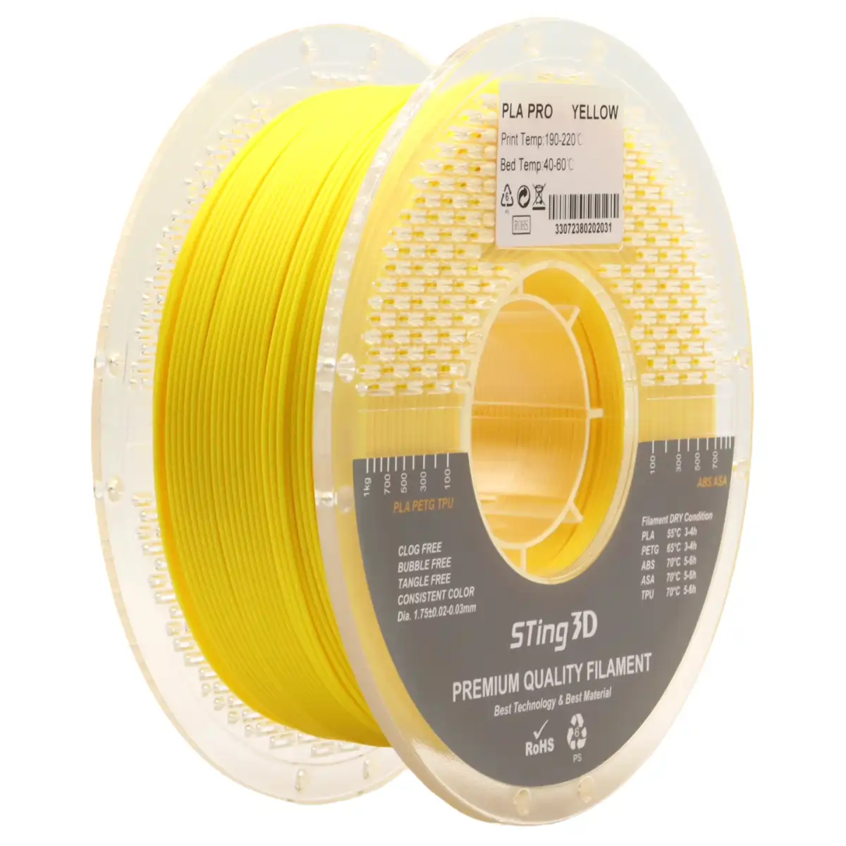 3D Pizza Premium PLA Pro Filament 1kg - Yellow